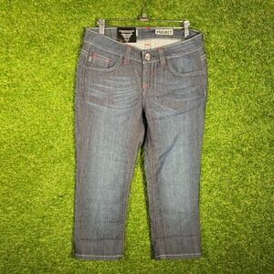 Vault Denim Project Womens Size 9 Dark Wash Cropped Capri Jeans Rhinestone